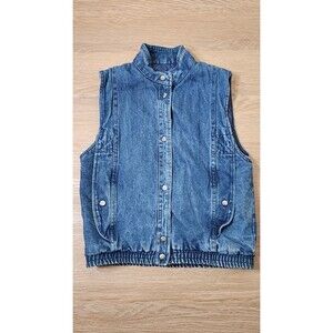 Vintage Learsi Vest Womens M Blue Denim Trucker 80'S Bomber Streetwear Grunge